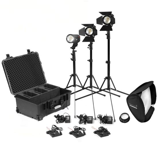 Picture of Kinotehnik Practilite 602 / 600 LED Bi-Color Fresnel 3-Light Kit