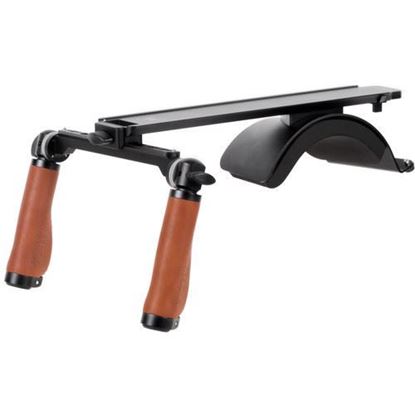 Picture of Wooden Camera Base Shoulder Rig v3 (Leather Handles)